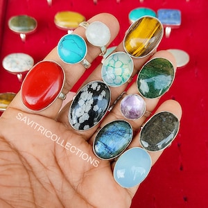 Mix Gemstone Ring Lot Jewelry 925 Silver Plated Ring Hurtowy pierścionek z kamieniem szlachetnym Ręcznie robiona biżuteria Boho Ring For Women Best Price Hurtowa biżuteria