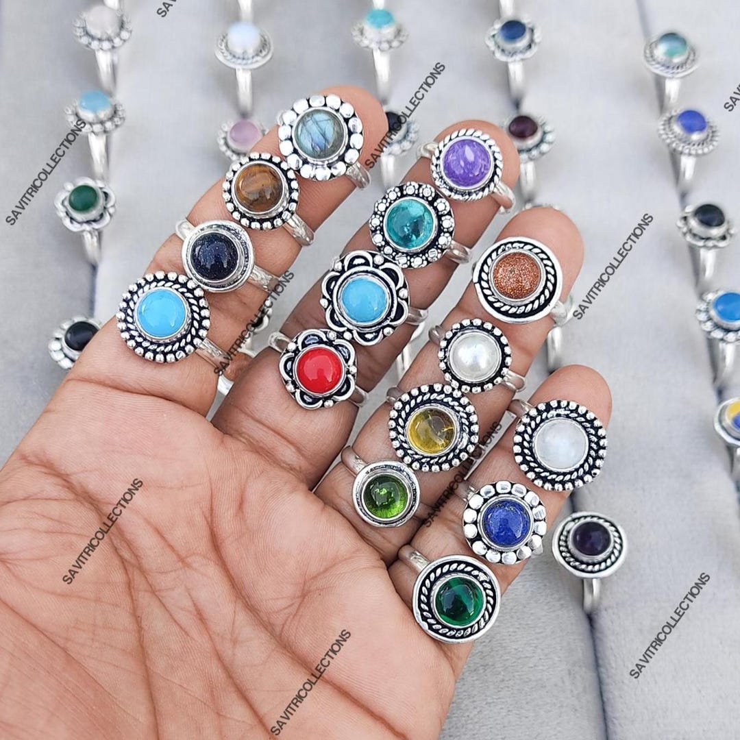 925 Anello fatto a mano in argento sterling con gemma sfaccettata
