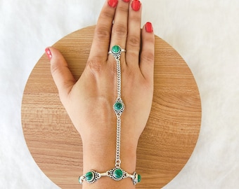 Ring Hand Chain Gemstone Bracelet 925 Silver Plated Hand Chain Bracelet Hathphool Adjustable Handmade Hand Chain Bracelet For Women Gift