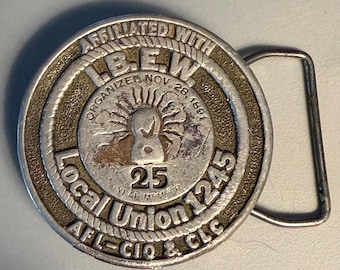 Vintage 1977 IBEW Union 25 Year Member Belt Buckle