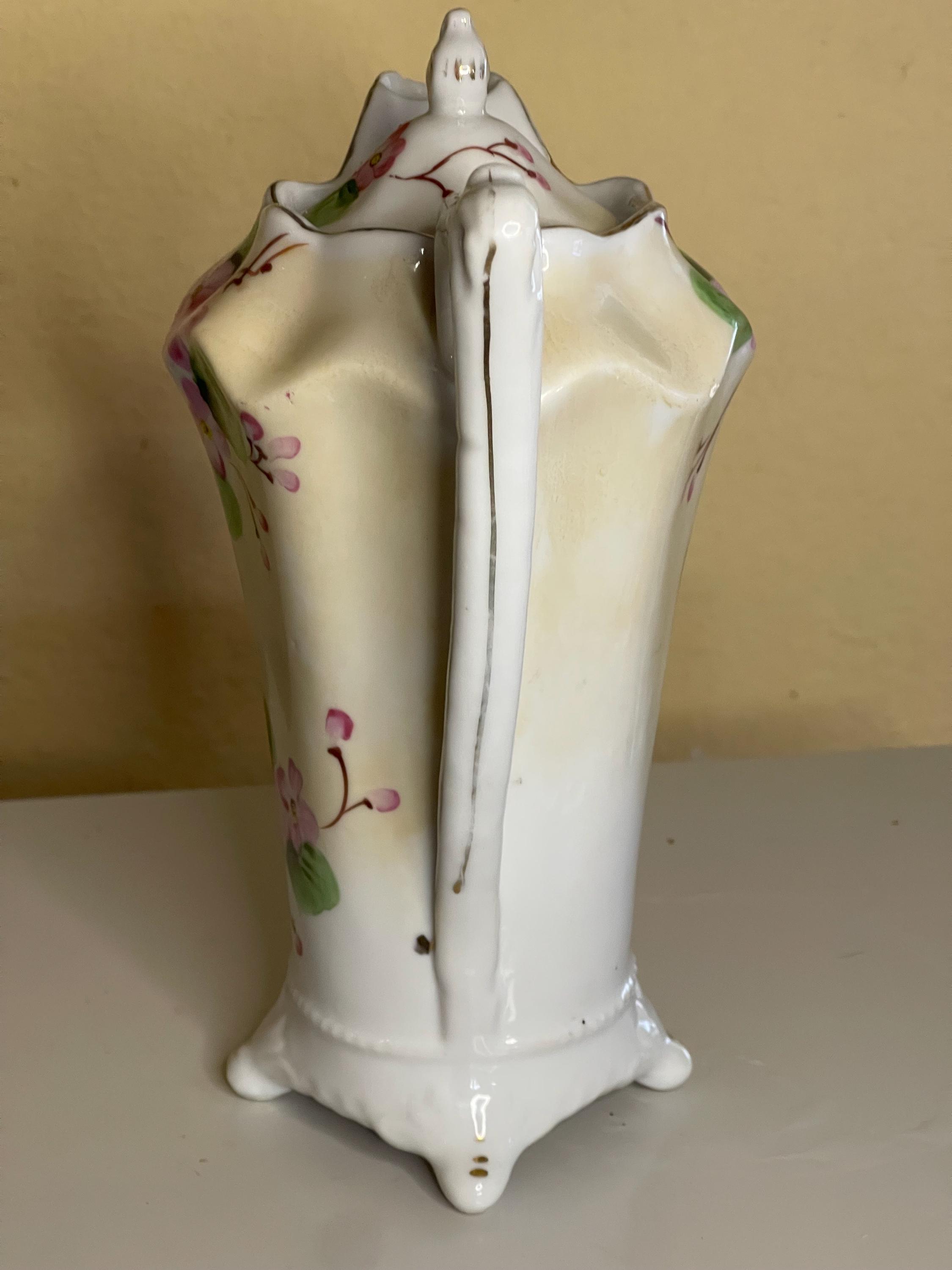 Antique Japanese Handpainted Porcelain Chocolate Pot With Floral Design ...