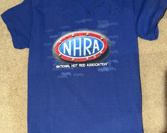 Vintage NHRA T Shirt with Autographs Gildan Cotton Mens Small