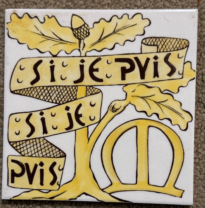 Pvis Sign Vintage Specialty Tile, “si Je Pvis”, Copy of William Morris Red House ...