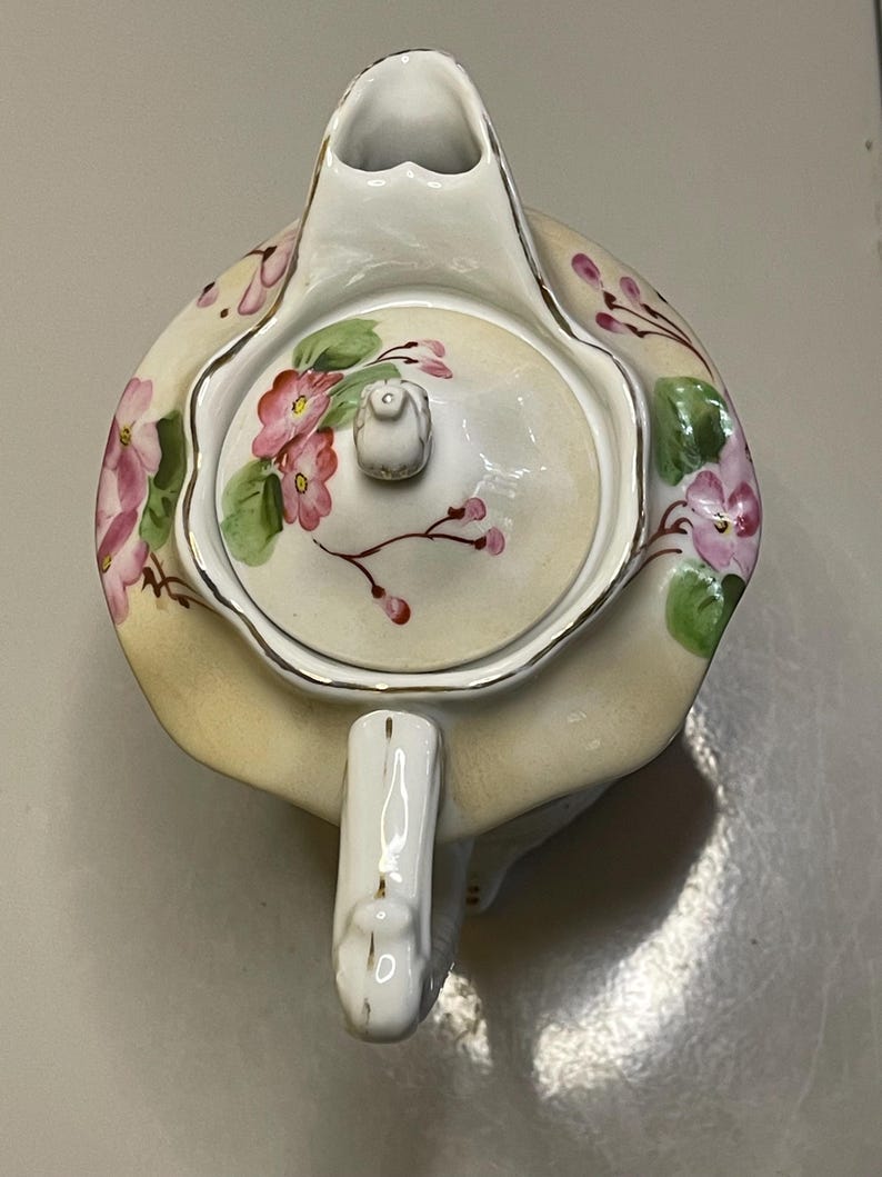 Antique Japanese Handpainted Porcelain Chocolate Pot With Floral Design ...