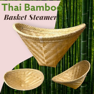 Authentic Handcrafted Thai Cooking with Our Bamboo Sticky  Glutinous Rice Steamer Large Basket Wing and Round Wicker Lid