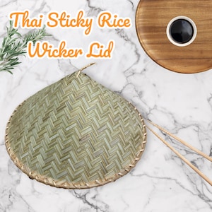 Replacement Traditional Sticky Rice Bamboo Wicker Lid Only -Handcrafted “Universal Fit for all Large” Wing and Round Baskets Authentic Thai