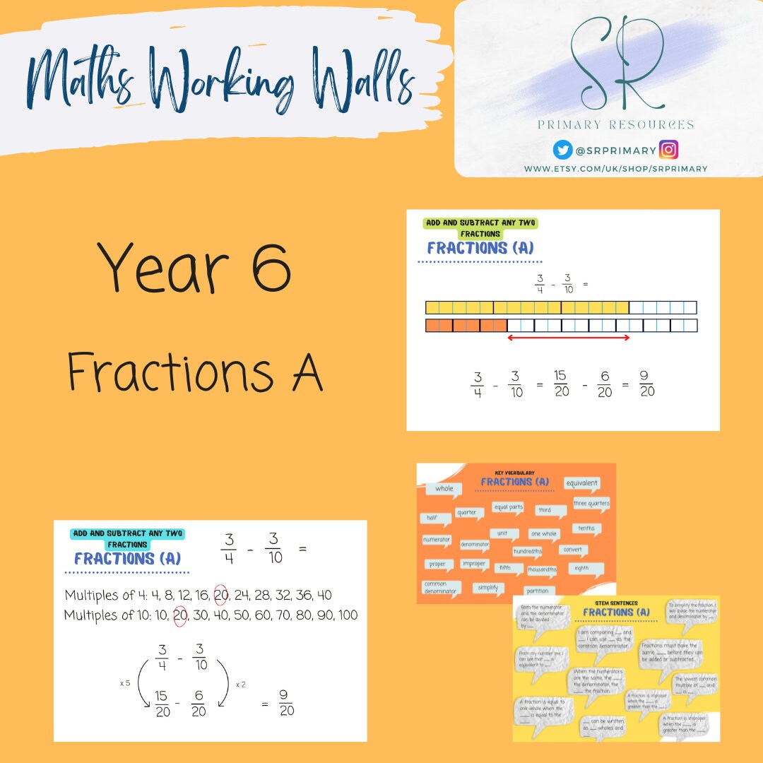 Year 6 Maths Working Wall- Fractions A - Etsy UK
