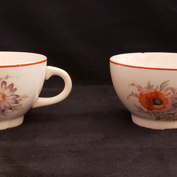 Vintage 1930's Floral China Tea Cups (pair)