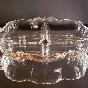 Vintage Crystal / Footed Relish Dish