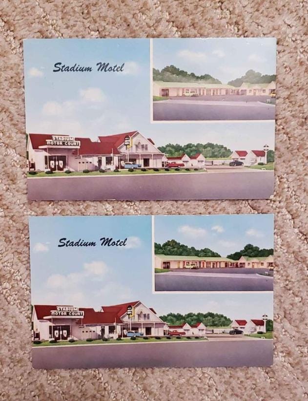 Vintage Stadium Motel (Poplar Bluff, MO) Postcards (Priced Each)