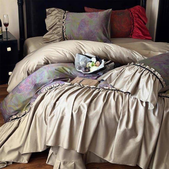 Ruffle Luxury Bedding Set, Long Staple Cotton Duvet Cover Set
