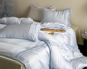 Siky Soft Polka-Dotted  Duvet Cover Set, Lyocell Bedding Set, Bedding Aesthetics