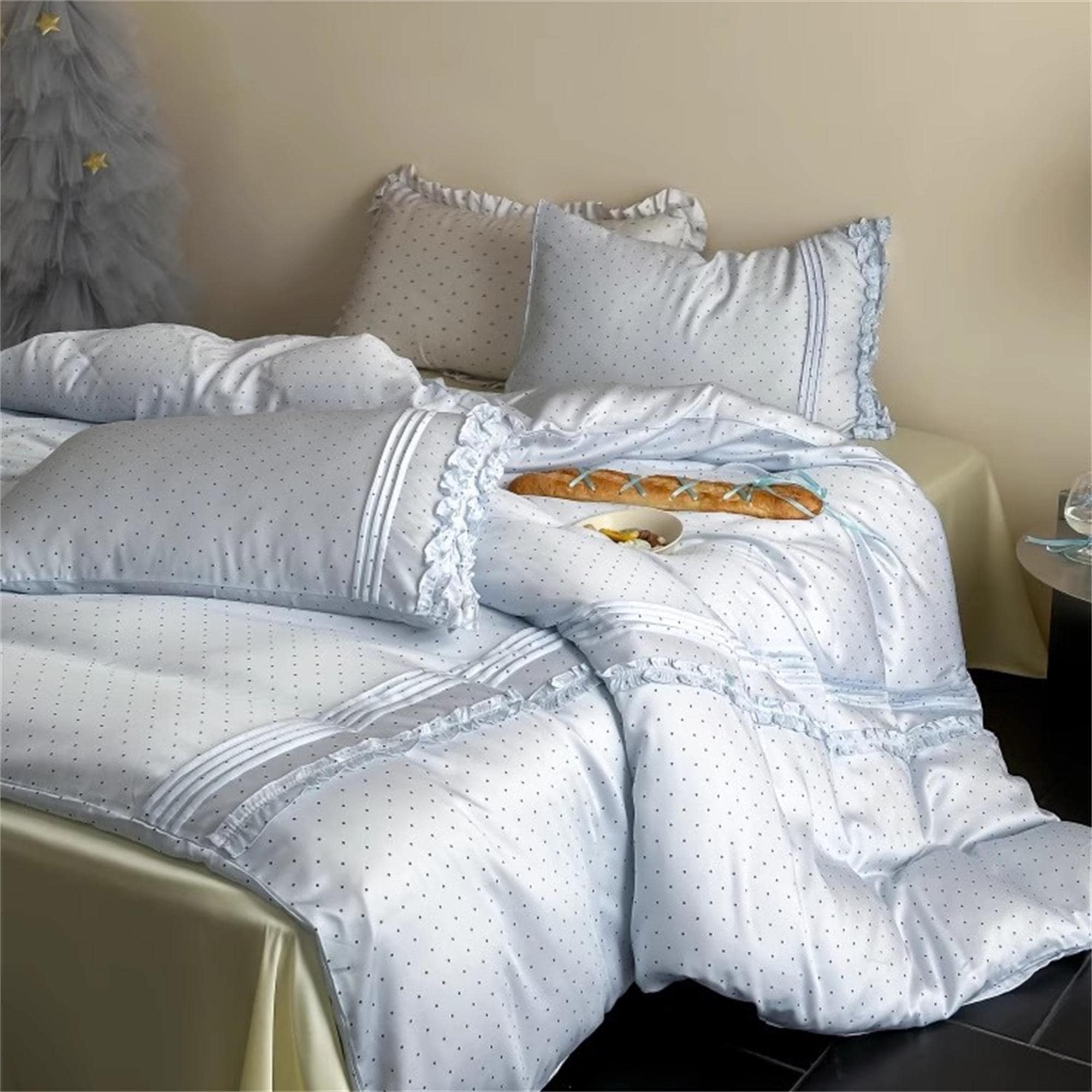 Siky Soft Polka-Dotted  Duvet Cover Set, Lyocell Bedding Set, Bedding Aesthetics