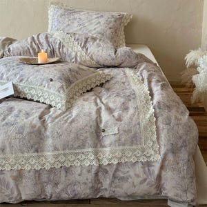 Rustikales Bettwäscheset, Baumwollleinen Bettbezug Set, Shabby Chic Bettbezug Set 4tlg, Bettwäscheästhetik