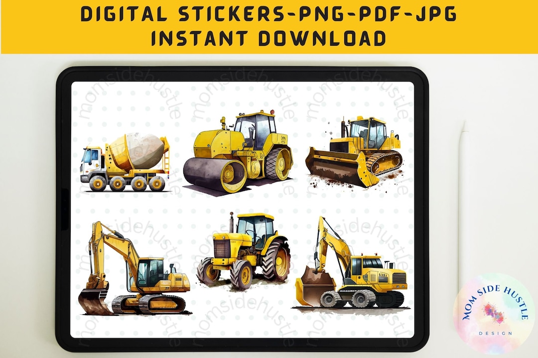 Construction Vehicles Stickers, Scrapbooks Stickers, Wall Arts