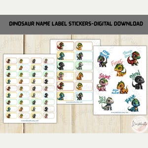 Dinosaur Name Label Stickers: Kids&#39; Motivational Quotes (Digital Download)