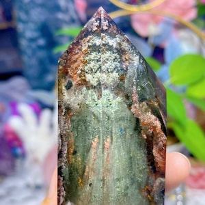 Natural Garden Phantom Quartz Tower Lodolite Freeform Ghost Quartz Tower Crystal Mineral Healing Specimen 197g