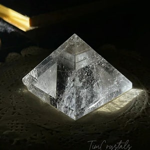 Natural Polished Clear Quartz Pyramid, Handmade Crystal Pyramid  Home Decor