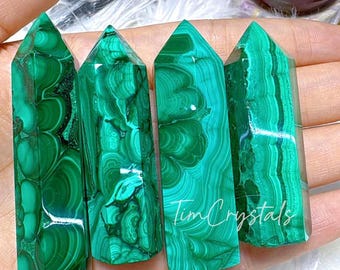 Natural Malachite Tower, Polished Malachite Quartz Crystal Obelisks, Energy Crystal