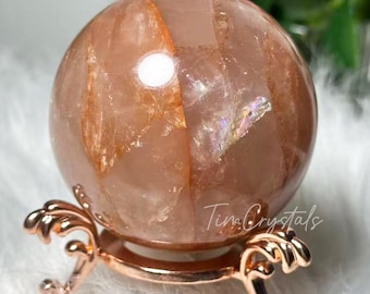 Esfera de Quartzo Hematóide Vermelho Natural, Esfera de Quartzo Fogo, Cristal para Presente, Decoração para Casa