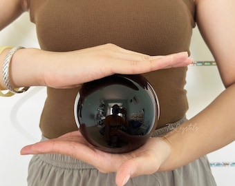 Esfera de Obsidiana Negra Natural, Bola de Adivinhação, Bola de Cristal de Quartzo e Obsidiana Negra Polida + Suporte