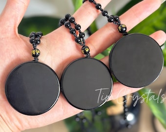 Ciondolo A Forma Di Ciambella In Ossidiana Nera: Collana Con Pietre Preziose Per La Messa A Terra, 40 Mm - Italia - Foto 2