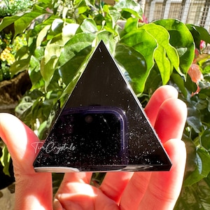 Natural Polished Black Obsidian Pyramid, Handmade Crystal Pyramid, Ancestral Healing,