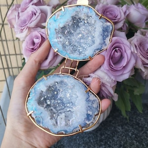 Imm living luminous blue cheap geode ring holder dish