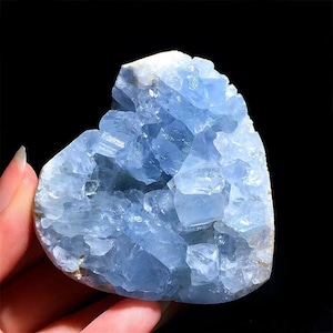 Racimos de cristal de celestita natural, cristal curativo druso de celestita azul de alta calidad, punto de celestita, racimo de piedras preciosas crudas (elija un peso)