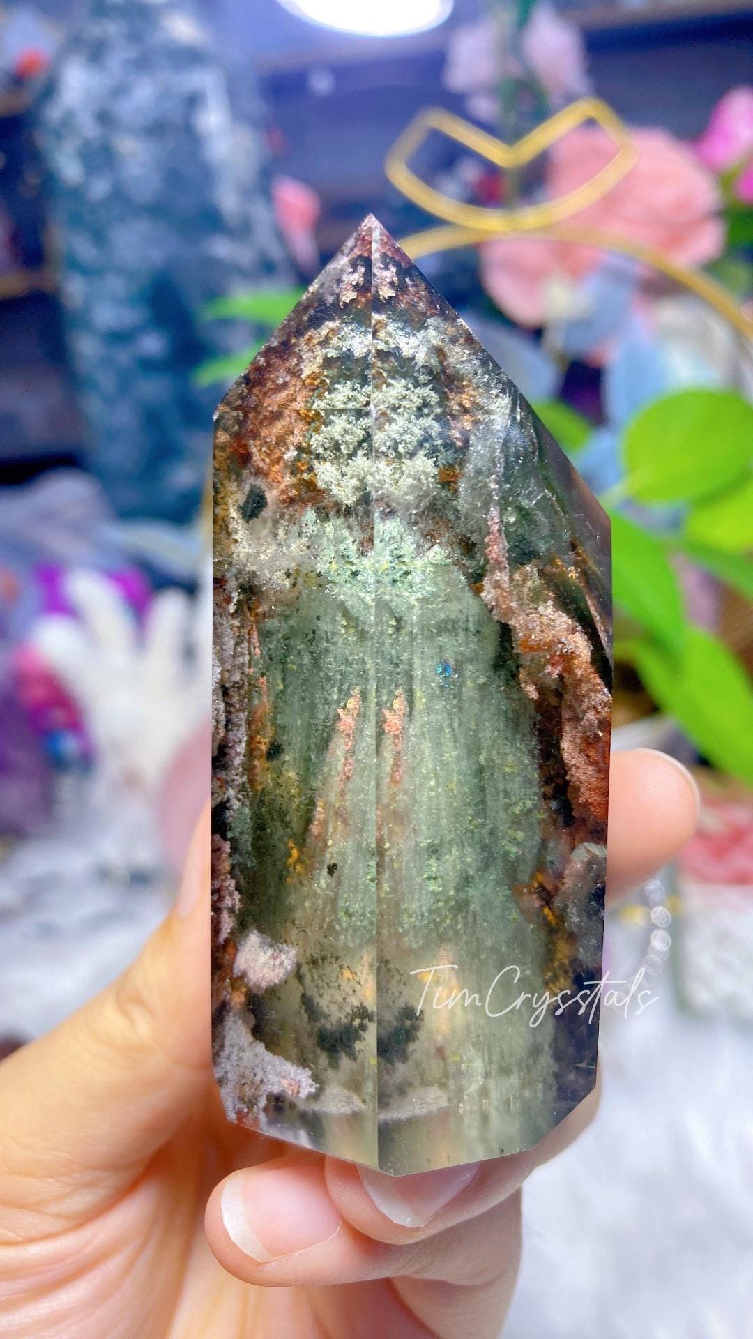 Natural Garden Phantom Quartz Tower Lodolite Freeform Ghost Quartz Tower Crystal Mineral Healing Specimen 197g