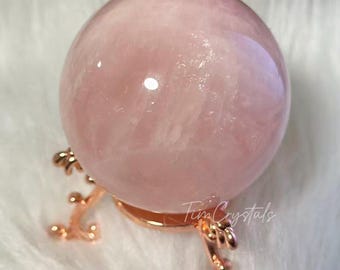 Esfera de Quartzo Rosa Natural, Bola de Cristal de Quartzo Rosa, Energia de 6,6 cm (2,6")