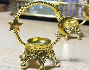 Suporte dourado para mini esferas de cristal em metal (1 unidade)