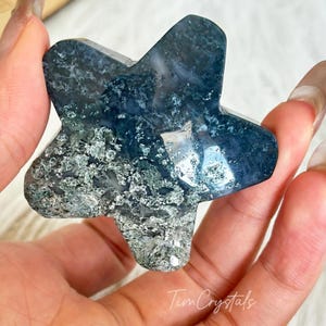 Green Moss Agate Star Pocket Stones