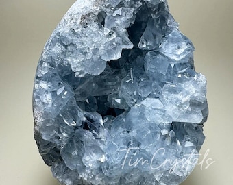 Natural Celestite Crystal Clusters, High Quality Blue Celestite Druze Healing Crystal, Celestite Point, Raw Gemstone Cluster (Pick a Weight)