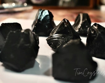Obsidiana negra cruda Natural, trozo de piedra de cristal de obsidiana negra, cristal curativo, herramienta psíquica fuerte