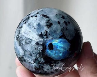 Natural Rainbow Moonstone Sphere Crystal Decor