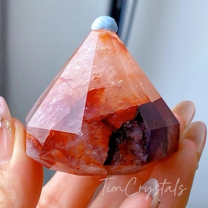 Natural Red Hematoid Quartz Diamonds, Fire Quartz Diamonds Shape Display Crystal Gifts Home Decor