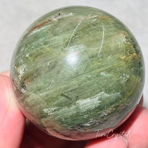 Natural Green Garden Phantom Quartz Sphere Lodolite Ghost Quartz Ball Crystal 48mm