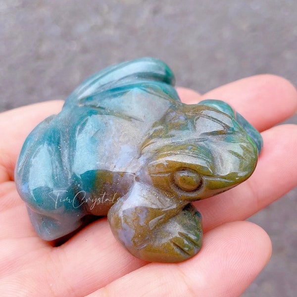 Ocean Jasper Frog, Hand Carved Mini Crystal Frog,  Gemstone Statue, Crystal Healing, Crystal Gift, Home Decoratio