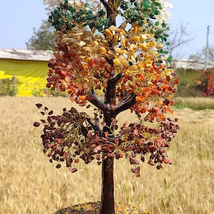 Edelsteen grote kristallen boom | 7 chakra&#39;s, bonsai feng shui-boombeeldje woondecoratie kunstboom. Ornamenten voor de woonkamer. Meditatiecadeau