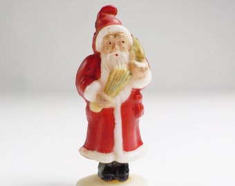 Vintage Mini Made in Hong Kong Plastic Santa Figurine Mid Century Christmas