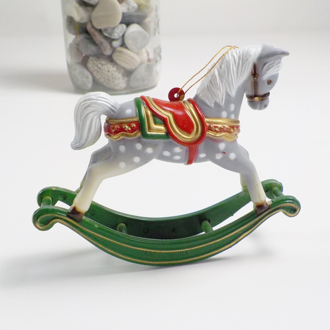 Vintage Hard Plastic Rocking Horse Tree Ornament Etsy