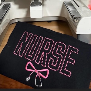 Nurse Embroidered Sweatshirt With Stethoscope Coquette Bow Gifts For Nurses Gifts For Registered Nurse Cute Shirts Nurse Appreciation