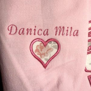 Embroidered Names and or heart appliqué sleeve add on