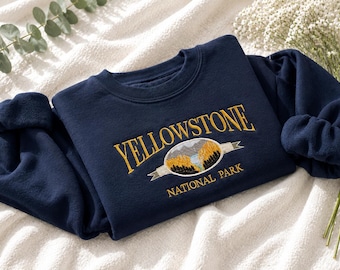 Yellowstone National Park Embroidered Sweatshirt – Nature Outdoors Travel Souvenir