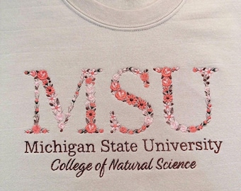 College Embroidered Sweatshirt Floral Letters Sorority Gifts Personalized Gifts Customized Shirts Greek Letter sweatshirt University Sweater