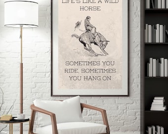 Cowboy Horse Illustration Print: Inspirational Western Art (Digital Download)