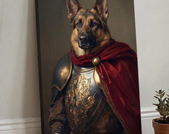 Custom Knight Pet Portrait from Photo,  Personalized Dog Art Print