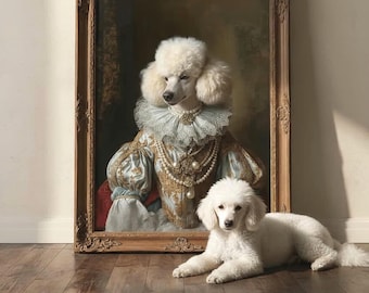 Ritratto di cane rinascimentale personalizzato, regalo d'arte per animali domestici reali