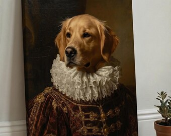 Custom Renaissance Dog Portrait from Photo, Funny Royal Dog Painting, Personalized Dog Art Print, Custom Dog Portrait, Noble Pet Art Gift